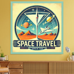 Toile Martini Space Travel 1957 New Worlds Logo