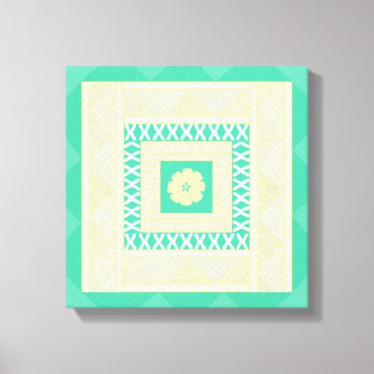 Toile Masi fidjien traditionnel dans les tons d'été (Recto)