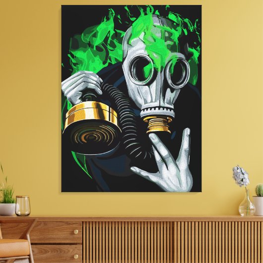 Toile Masque à gaz toxique : Flammes néon (Insitu(Salon))