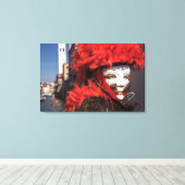 Toile Masque de carnaval rouge en Venise, Italie (Insitu (Plancher de Bois))