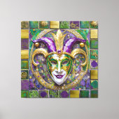 Toile Masque de Jester Mardi Gras Vert Pourpre Or (Recto)
