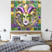 Toile Masque de Jester Mardi Gras Vert Pourpre Or (Insitu(Chambre))