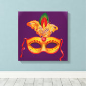 Toile Masque de théâtre royal violet jaune avec plumes (Insitu (Plancher de Bois))