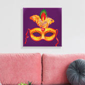 Toile Masque de théâtre royal violet jaune avec plumes (Insitu(Salon))