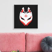 Toile Masque japonais Kitsune Fox sur noir (Insitu(Salon))