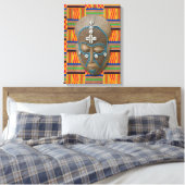 Toile Masque Tribal Africain Orange Kente Canvas Imprime (Insitu(Chambre))