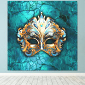 Toile Masque vénitienne sur sol Turquoise (Insitu (Plancher de Bois))