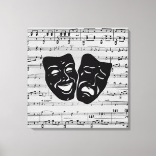 Toile Masques de musique et de théâtre en argent