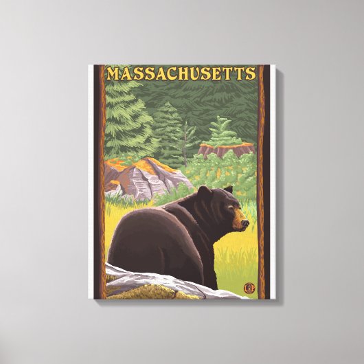 Toile MassachusettsOurs noir en forêt (Recto)