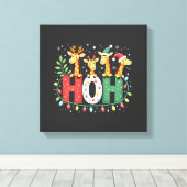 Toile Matching Christmas Santa Hat Ho Ho Ho Giraffe Anim (Insitu (Plancher de Bois))