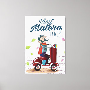 Toile Matera Italie Cartoton Scooter imprimé voyage
