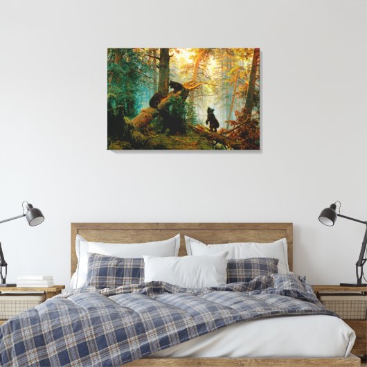 Toile Matin dans une pinède Ours avec des oursons Chichk (Insitu(Chambre))