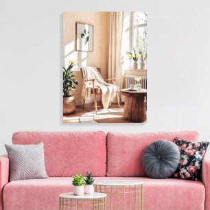 Toile Matin d'or - Soleil paisible et intérieur conforta