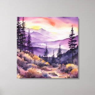 Toile Matin Mist Smokey Mountains Aquarelle