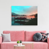 Toile Matin sur le lac avec un canoë. (Insitu(Salon))
