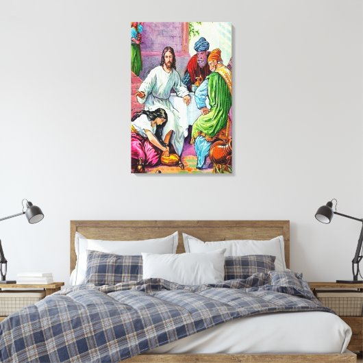 Toile Matthieu 7:36-50 Jésus pardonne les péchés d'une f (Insitu(Chambre))