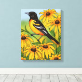 Toile MD State Bird Oriole & Black eyed Susan Flower (Insitu (Plancher de Bois))