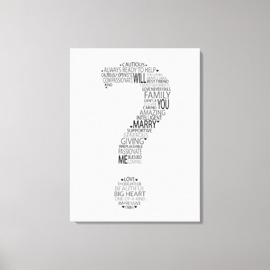 Toile Me Marierez-Vous Typographie (Recto)