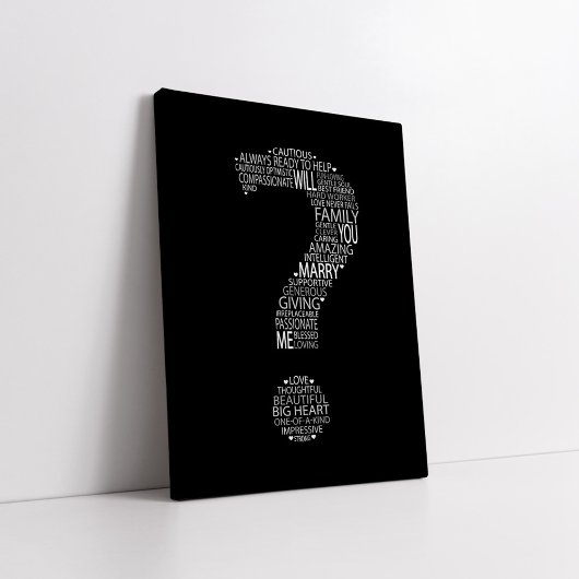 Toile Me marierez-vous typographie noir et blanc