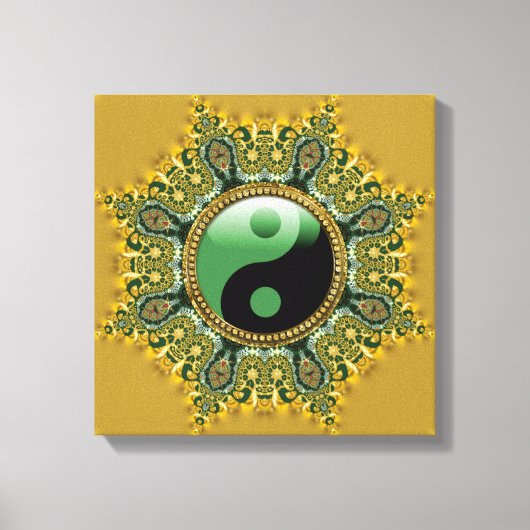 Toile Médaille Gold Green Balance Mandala (Recto)