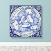 Toile Médaillon de carreaux d'oiseaux lièvre de lapin Ar (Insitu (Plancher de Bois))