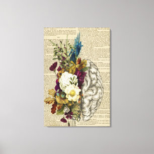Toile medical floral brain anatomy poster