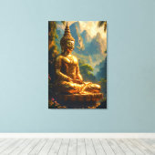 Toile Méditation dorée dans les sommets thaïlandais (Insitu (Plancher de Bois))