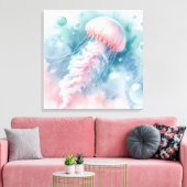 Toile Méduse rose délicate à l'aquarelle (Insitu(Salon))