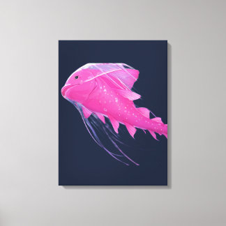 Toile Méduse rose surréaliste hybride poisson fantaisie