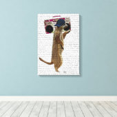 Toile Meerkat avec Boom Box Ghetto Blaster (Insitu (Plancher de Bois))