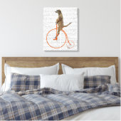 Toile Meerkat sur Orange Penny Farthing (Insitu(Chambre))