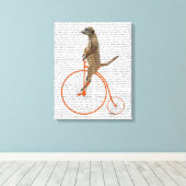 Toile Meerkat sur Orange Penny Farthing (Insitu (Plancher de Bois))