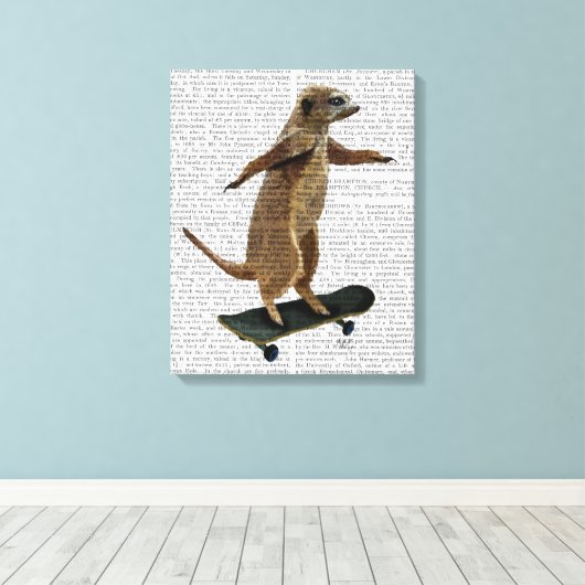 Toile Meerkat Sur Skateboard (Insitu (Plancher de Bois))