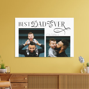 Toile Meilleur Papa Actuel 2 Photos Cadeaux Fête des Pèr