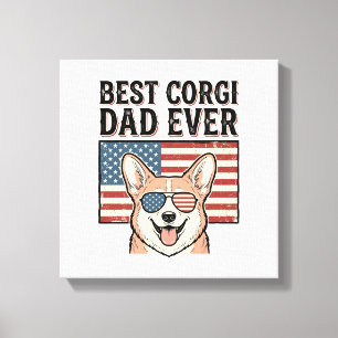 Toile Meilleur Papa Corgi Patriote Vintage T-shirt Chien