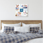 Toile Meilleur papa Ever 4 Photo Collage Bleu Blanc Carr (Insitu(Chambre))