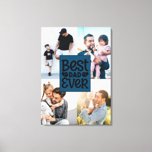 Toile Meilleur Papa Personnalisé Quatre Photos Famille C