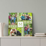 Toile Meilleur Stepdad Ever Moss Green 4 Photo Collage<br><div class="desc">Toile personnalisée pour la Fête des pères ou pour montrer appréciation à tout moment de l'année. Le modèle photo est mis en place pour vous d'ajouter 4 de vos photos de famille préférées et vous pouvez également ajouter votre initiale choisie dans le centre. Le texte dit "meilleur pas papa jamais"...</div>