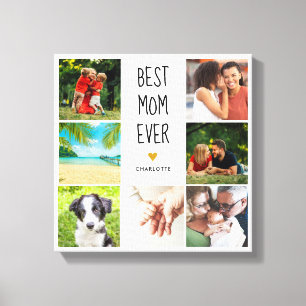 Toile Meilleure Maman Ever Cœur Doré 7 Photos Collage