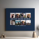 Toile Meilleure maman jamais personnalisable Navy Blue P<br><div class="desc">"Meilleure maman jamais personnalisable Marine Photo Collage Canvas Print" est un cadeau vraiment spécial et personnalisé, fait sur mesure pour célébrer le rôle extraordinaire que les mères jouent dans nos vies. Cette impression de toile unique vous offre l'occasion de réaliser soigneusement un collage de photos de famille chères, en les...</div>