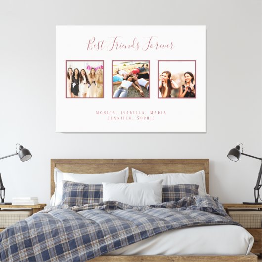 Toile Meilleurs amis photo rose or rose filles (Insitu(Chambre))
