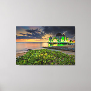 Toile Melaka pendant le coucher du soleil   Masjid Selat