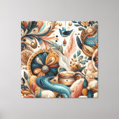 Toile Mélange bohème de fleurs turquoises, magenta, viol (Recto)