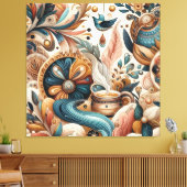 Toile Mélange bohème de fleurs turquoises, magenta, viol (Insitu(Salon))