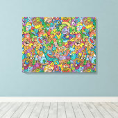 Toile Mélange de doodles drôles dans un motif de carnava (Insitu (Plancher de Bois))