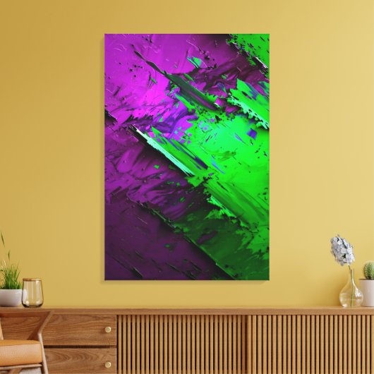 Toile Mélange génial de vert et de violet abstrait (Insitu(Salon))