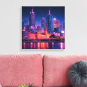 Toile Melbourne Australie Skyline Nuit (Insitu(Salon))