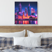 Toile Melbourne Australie Skyline Nuit (Insitu(Chambre))