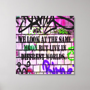 Toile Même Lune Mondes Différents Graffiti colorés