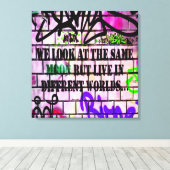 Toile Même Lune Mondes Différents Graffiti colorés (Insitu (Plancher de Bois))